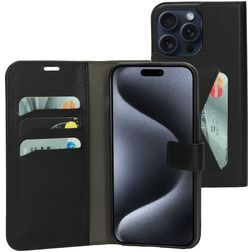 Mobiparts Classic Wallet Housse iPhone 15 Pro Max Etui Porte-Monnaie - Noir