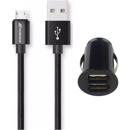Mobigear Essentials - Simple USB Chargeur voiture Micro USB 1 mètre 12W 2.4A - Noir