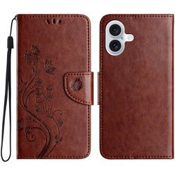 Mobigear Flowers Housse iPhone 16 Etui Porte-Monnaie - Marron