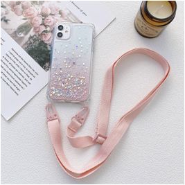 Mobigear Lanyard iPhone 13 Mini Coque avec cordon en TPU Souple - Rose
