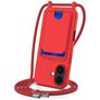 Mobigear Lanyard Card iPhone 17 Coque avec cordon en Silicone et Porte-Cartes - Rouge