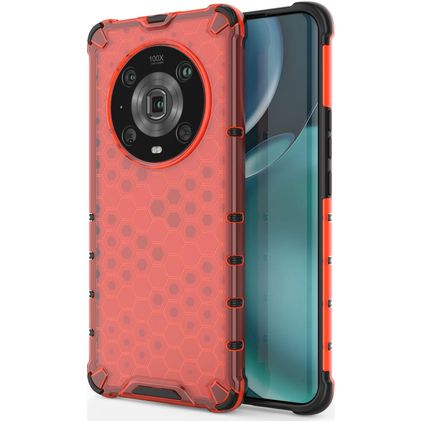 Mobigear Honeycomb Coque HONOR Magic 4 Pro Coque arrière Rigide Anti-Chocs - Rouge