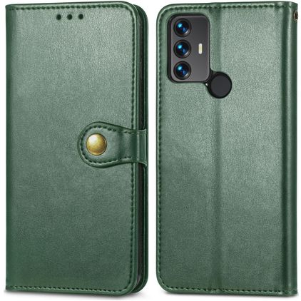 Mobigear Snap Button Housse TCL 30 SE Etui Porte-Monnaie - Vert
