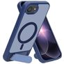 Mobiparts Hardcover Coque iPhone 16e MagSafe Coque arrière Rigide avec Support Amovible - Satin Blue