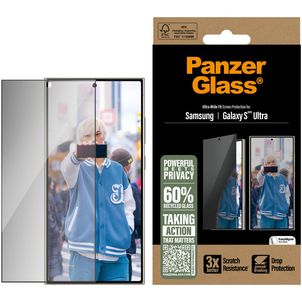 PanzerGlass Ultra-Wide Fit Privacy Samsung Galaxy S25 Ultra Verre trempé Protection d'écran Confidentialité - Compatible Coque - Noir