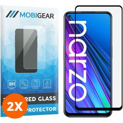 Mobigear Premium Realme Narzo 30 5G‎ Verre trempé Protection d'écran - Compatible Coque - Noir (Lot de 2)