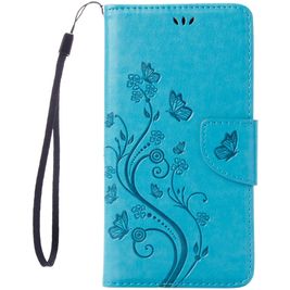 Mobigear Flowers Housse iPhone SE (2022) Etui Porte-Monnaie - Bleu