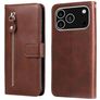 Mobigear Zipper Housse iPhone 17 Pro Etui Porte-Monnaie - Marron