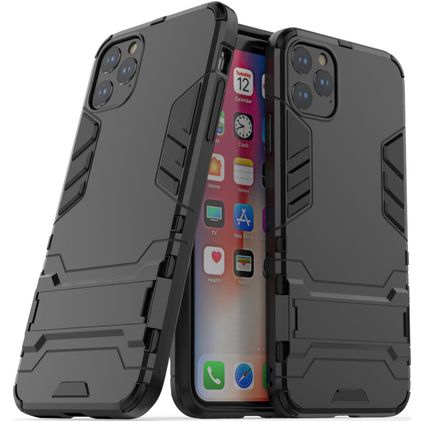 Mobigear Armor Stand Coque iPhone 11 Pro Max Coque arrière Rigide Anti-Chocs avec Support Amovible - Noir