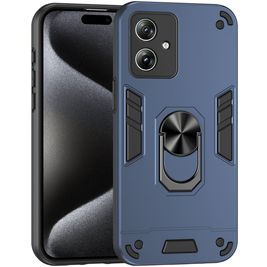 Mobigear Armor Ring Coque Motorola Moto G54 Coque arrière Rigide Anti-Chocs avec Anneau-Support - Bleu