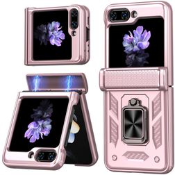 Mobigear Armor ring Coque Samsung Galaxy Z Flip 6 Coque arrière Rigide Anti-Chocs avec Anneau-Support - Rose doré
