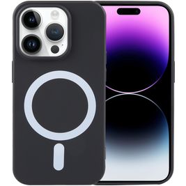 Mobigear Rubber Touch Coque iPhone 15 Pro Max MagSafe Coque arrière en Silicone - Noir