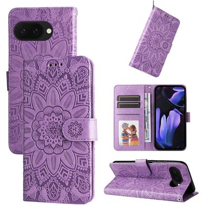 Mobigear Sunflower Housse Google Pixel 9a Etui Porte-Monnaie - Violet