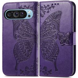 Mobigear Butterfly Housse Google Pixel 9 Etui Porte-Monnaie - Dark Purple