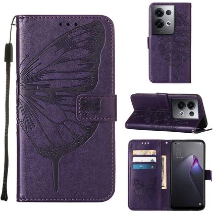 Mobigear Butterfly OPPO Reno 8 Pro 5G Étui Portefeuille - Violet