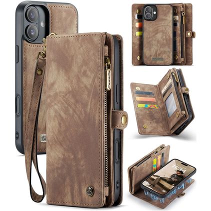 Caseme 008 Housse iPhone 16 Plus Etui avec Coque Détachable Porte-Monnaie - Marron