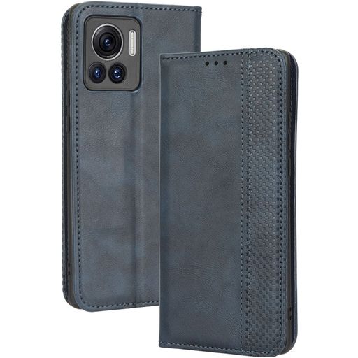 Mobigear Sensation Housse Motorola Edge 30 Ultra Etui Porte-Monnaie - Bleu