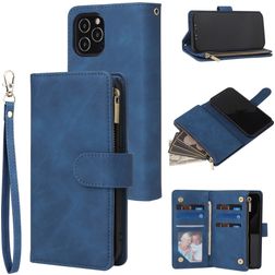 Mobigear Zipper Housse iPhone 12 Pro Etui Porte-Monnaie - Bleu