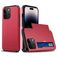 Mobigear Card Coque iPhone 15 Pro Max Coque arrière Rigide Anti-Chocs avec Porte-Cartes - Rouge