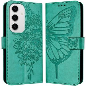 Mobigear Butterfly Housse Samsung Galaxy S24 FE Etui Porte-Monnaie - Vert