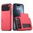 Mobigear Card iPhone 18 Pro Plastique rigide Coque arrière Antichoc avec porte-cartes - Rouge