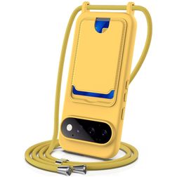 Mobigear Lanyard Card Google Pixel 11 Pro Coque avec cordon en Silicone et Porte-Cartes - Jaune