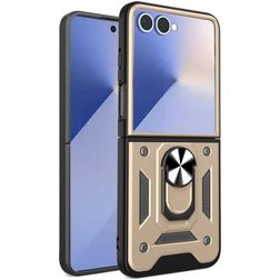 Mobigear Armor Ring Samsung Galaxy Z Flip 7 Plastique rigide Coque arrière Antichoc avec bague de maintien - Or
