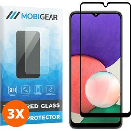 Mobigear Premium Samsung Galaxy A22 5G Verre trempé Protection d'écran - Compatible Coque - Noir (Lot de 3)