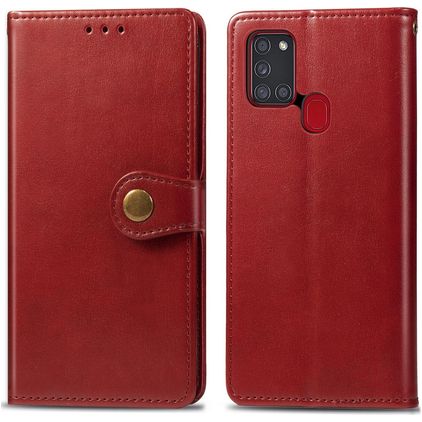 Mobigear Snap Button Samsung Galaxy A21s Étui Portefeuille - Rouge
