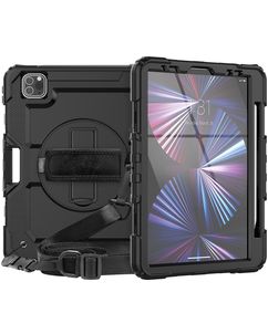 Mobigear SureGrip Xtreme Coque iPad Pro 11 Pouces (2025) Coque arrière en Plastique rigide,Silicone + Porte-crayon + Bandoulière + Support Amovible - Noir