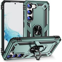 Mobigear Armor Ring Samsung Galaxy S23 Plastique rigide Coque arrière Antichoc avec bague de maintien - Vert