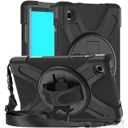 Mobigear SureGrip XGuard Coque Samsung Galaxy Tab A7 Lite Coque arrière en Plastique rigide,Silicone + Bandoulière + Support Amovible - Noir