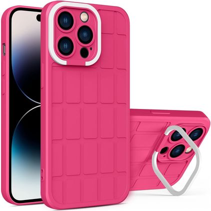 Mobigear Cube iPhone 14 Pro Max Plastique rigide Coque arrière avec béquille - Magenta