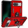 Mobigear Armor Ring Coque Google Pixel 8a Coque arrière Rigide Anti-Chocs avec Anneau-Support - Rouge