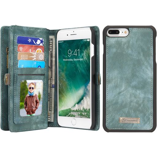 Caseme 008 Housse iPhone 8 Plus Etui avec Coque Détachable Porte-Monnaie - Vert
