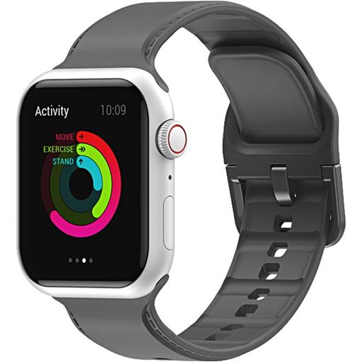 Mobigear Dashed Bracelet Silicone Apple Watch Fermeture boucle ardillon - 42/41/40/38 mm - Gris