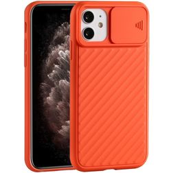 Mobigear Cam Slide Coque iPhone 12 Pro Max Coque arrière en TPU Souple avec Protecteur Lentilles - Orange