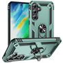 Mobigear Armor ring Coque Samsung Galaxy S24 FE Coque arrière Rigide Anti-Chocs avec Anneau-Support - Vert