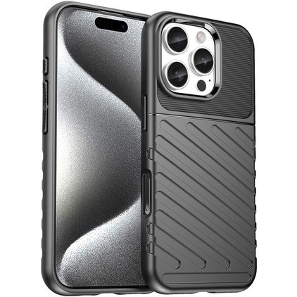 Mobigear Groove Coque iPhone 16 Pro Coque arrière en TPU Souple - Noir