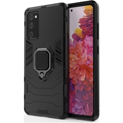 Mobigear Armor Ring Coque Samsung Galaxy S20 FE Coque arrière Rigide Anti-Chocs avec Anneau-Support - Noir