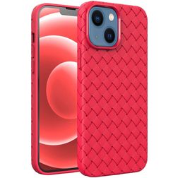 Mobigear Woven Coque iPhone 14 Plus Coque arrière en TPU Souple - Rouge