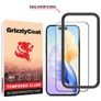 GrizzlyCoat Easy Fit iPhone 15 Verre trempé Protection d'écran - Compatible Coque + Cadre d'installation - Noir