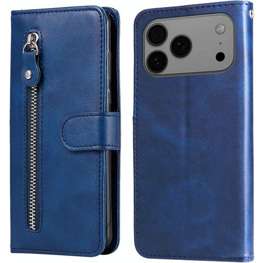 Mobigear Zipper Housse iPhone 17 Pro Max Etui Porte-Monnaie - Bleu