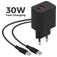 Mobiparts Wall Charger - Double USB / USB-C USB-C 1 mètre Power Delivery 30W 3A - Noir