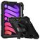 Mobigear SureGrip Xtreme Coque iPad Mini 6 (2021) Coque arrière en Plastique rigide,Silicone + Porte-crayon + Bandoulière + Support Amovible - Noir
