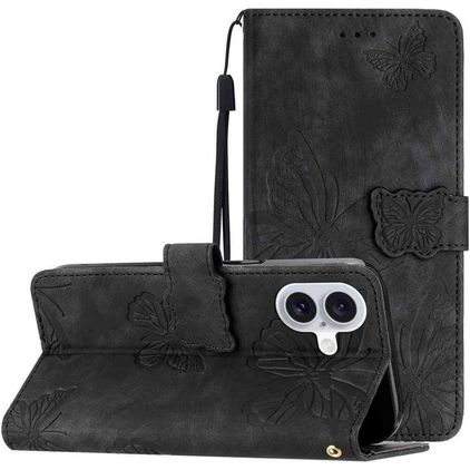 Mobigear Butterfly iPhone 17 Étui Portefeuille - Noir