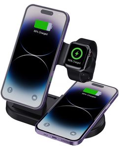 Mobigear MagCharge 3in1 Station de Charge MagSafe + Qi pour Smartphone & Apple Watch - Noir