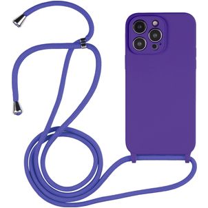 Mobigear Lanyard iPhone 15 Pro Max Coque avec cordon en Silicone - Violet