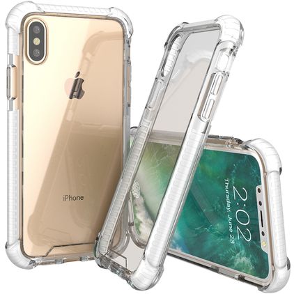 Mobigear Full Bumper Coque iPhone XS Coque arrière Rigide Anti-Chocs - Blanc / Transparent