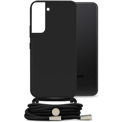 Mobilize Lanyard Gelly Samsung Galaxy S22 Coque avec cordon en TPU Souple - Noir